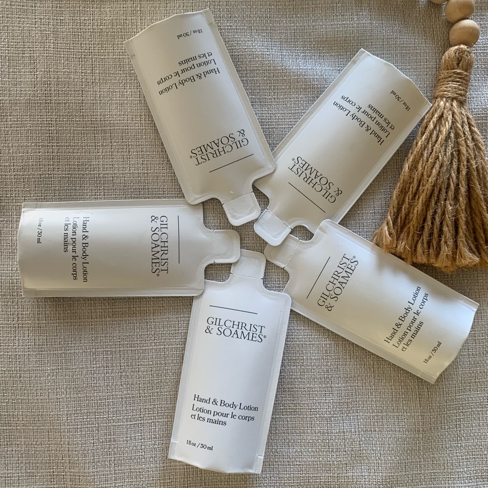 Gilchrist & Soames Lot 5 White Label Hand & Body Lotion 1oz/30ml Paper Bottle